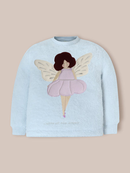 Cherry Crumble Sky Blue Solid Applique Playful Classic Nightsuit