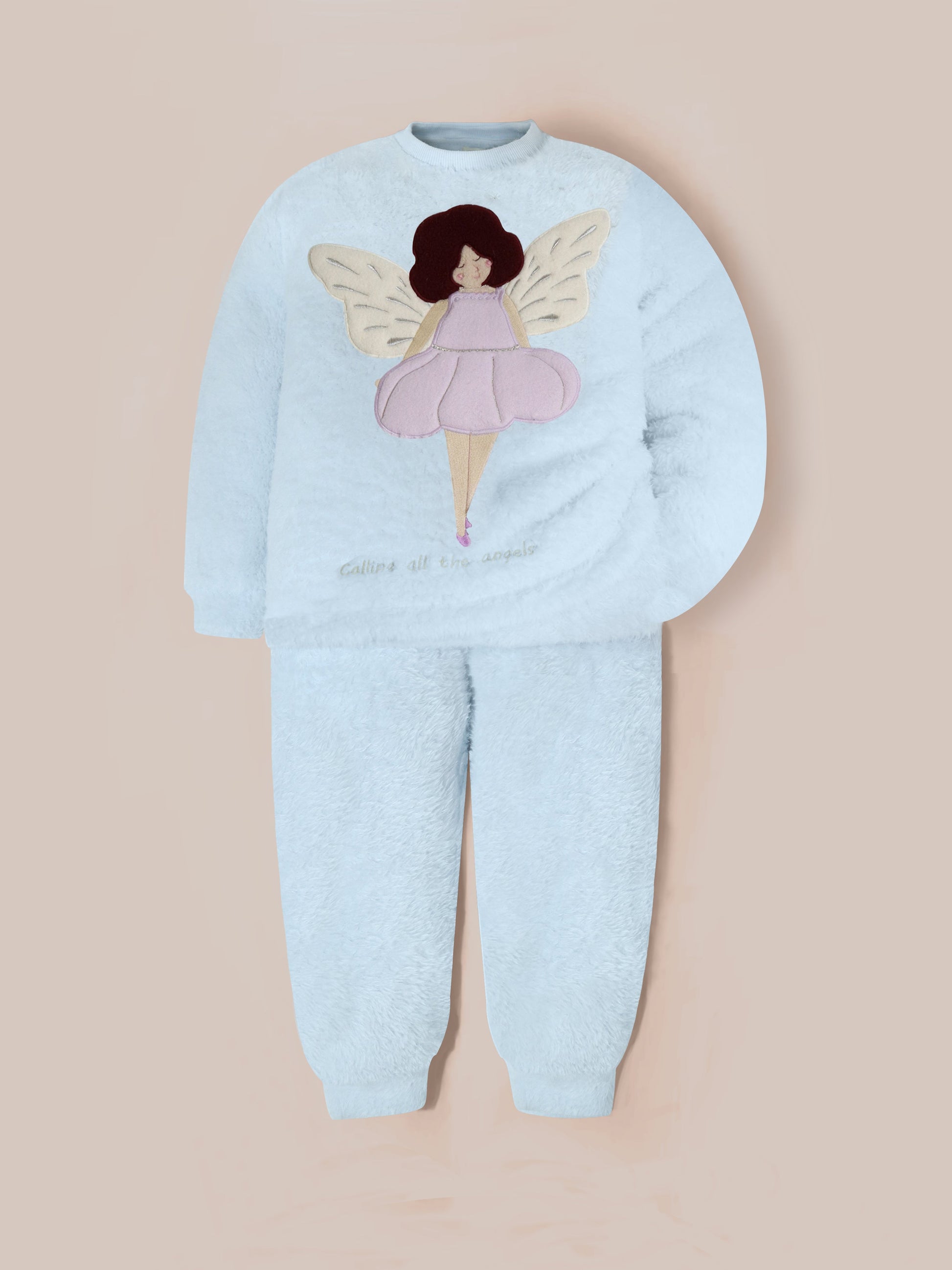Cherry Crumble Sky Blue Solid Applique Playful Classic Nightsuit