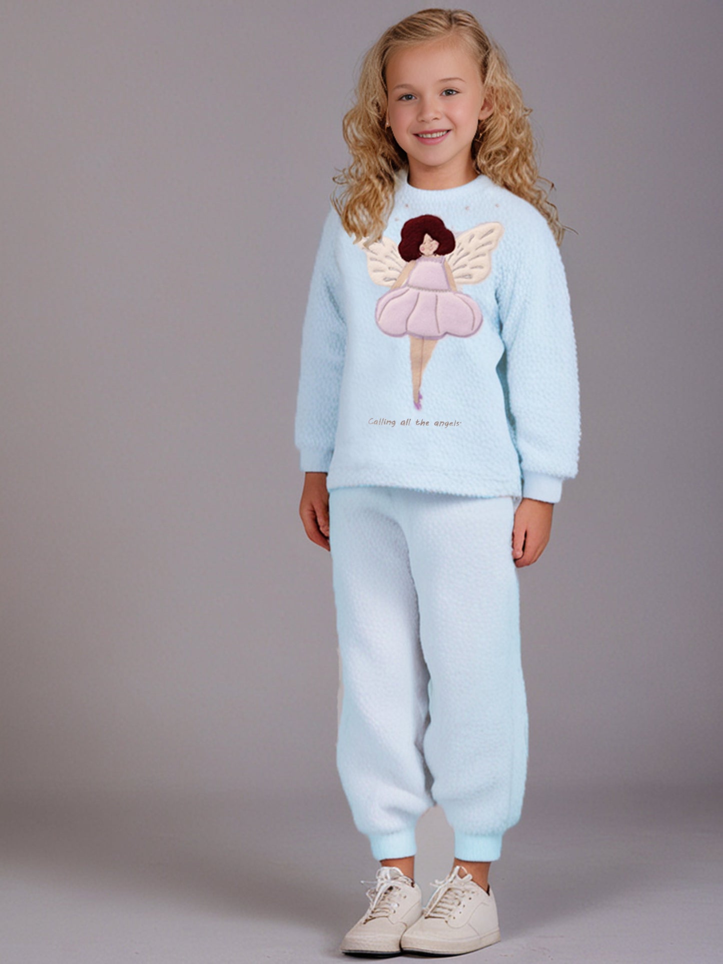 Cherry Crumble Sky Blue Solid Applique Playful Classic Nightsuit