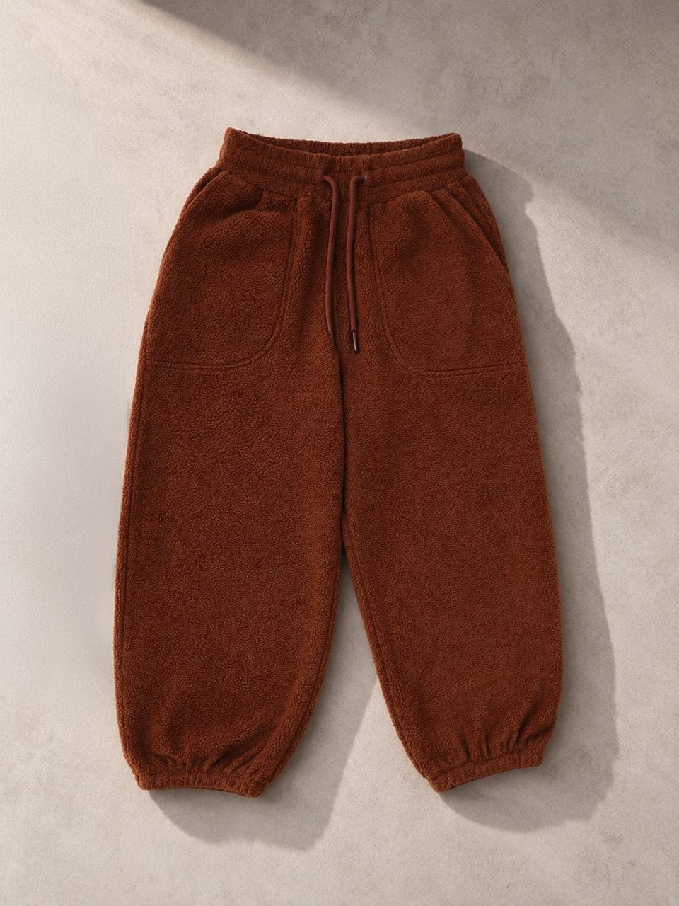 Unisex Kids Brown Full Sleeves Sweatshirt with Jogger Set