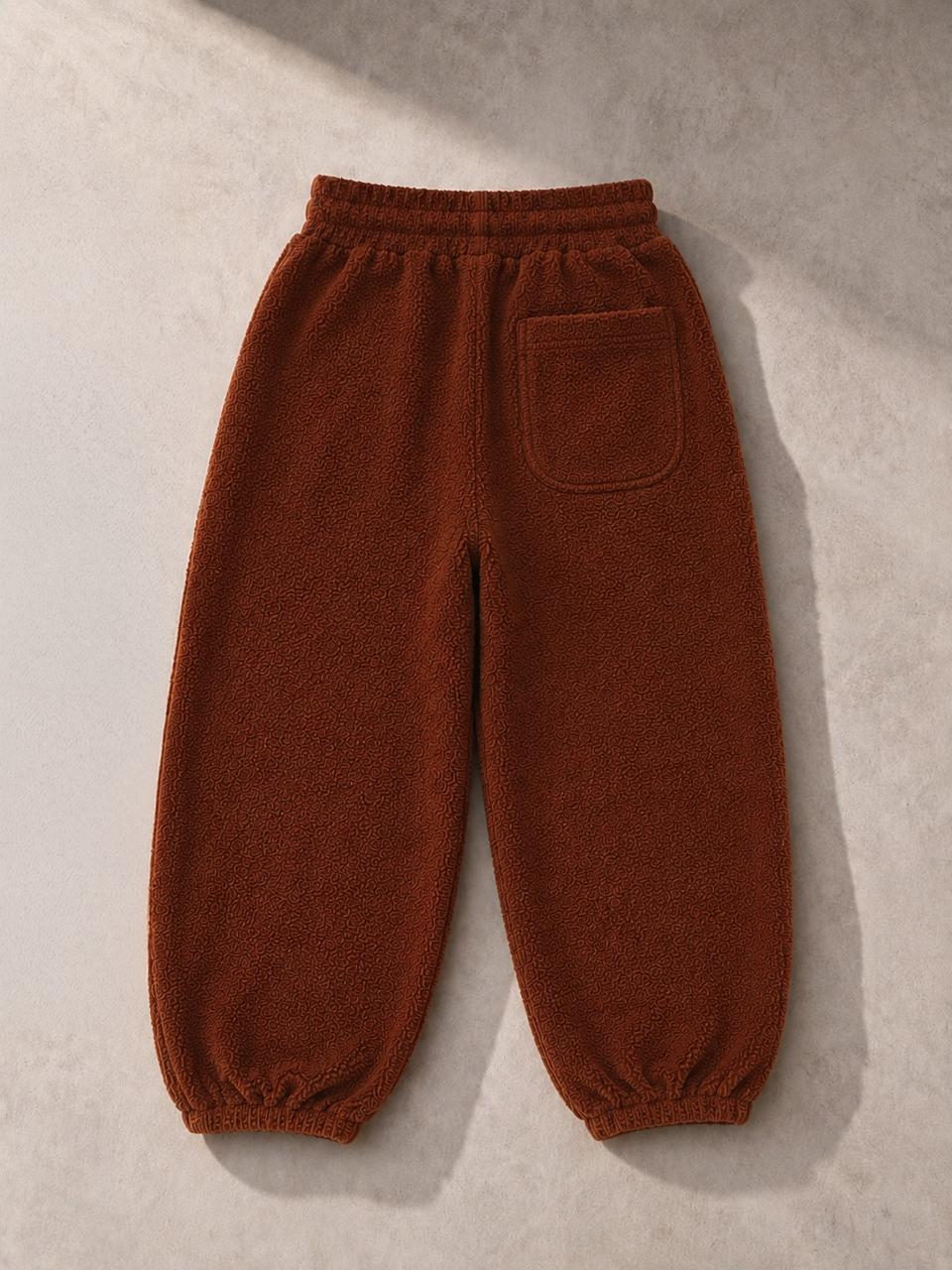 Unisex Kids Brown Full Sleeves Sweatshirt with Jogger Set