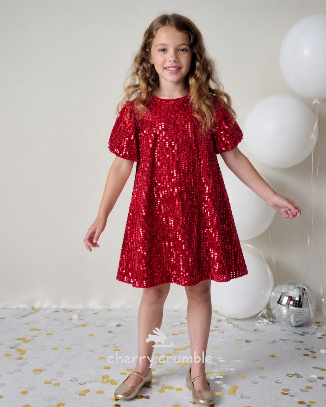Pink Sequined Velvet Adorable Classic Dress