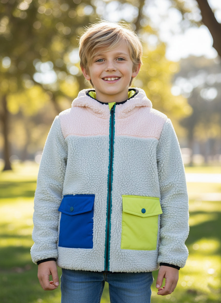 Cherry Crumble multicolour hooded winter jacket for kids