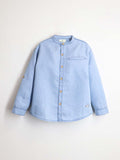Kids Chinese Collar Sky Blue Shirt
