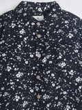 Classic Unisex Black Floral Cotton Half-Sleeve Shirt