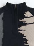 Classic Black Viscose Comfort High Neck Unisex Full Sleeve Sweater 