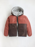 Multicolor Unisex Reversible Color Block Hooded Jacket with Zip Closure
