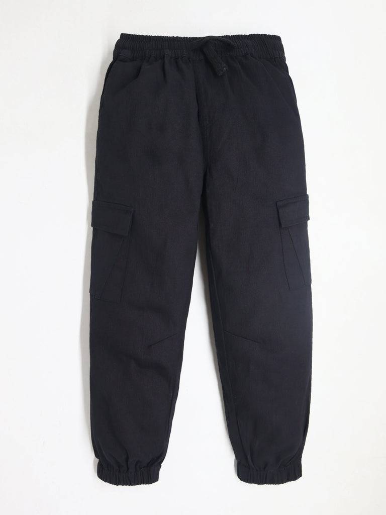 Boys Solid Mid Rise Joggers