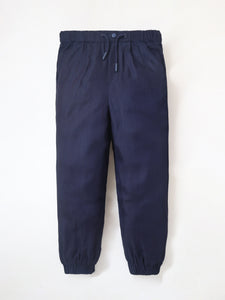Smart Casual Navy Blue Cotton Elasticated Baggy Trouser For Boys