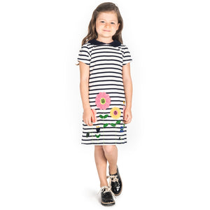 Little Flower Applique Dress for Girls