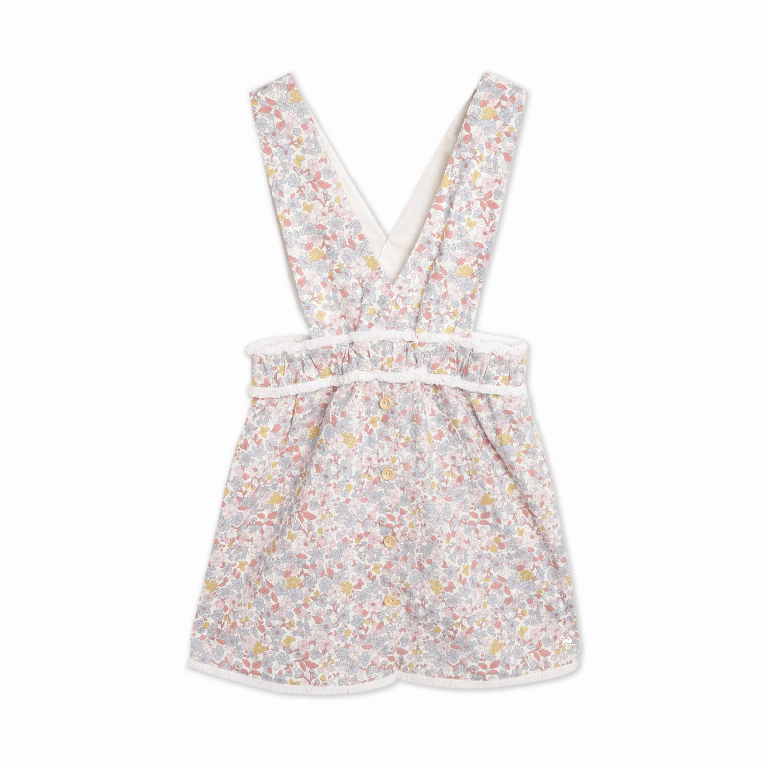 Cherry-Crumble-Kids-Girls-Sleevless--Square-Neck-Full-Length-Floral-Dress-Dungaree