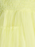 Cherry Crumble Cotton Blend Yellow Round neck with Zipper Closure Frills Fit & Dress Flare For Girls 