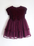  Wine Cotton Blend and Short Sleeves with Zipper Closure Fit & Flared Embellished Partywear Dress For Girls