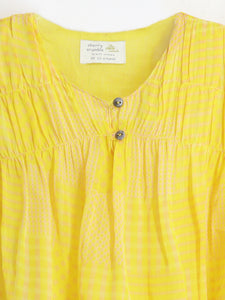 Cherry Crumble Smart Casual Mustard Cotton Blend Round Neck with Button closure Smockey Top For Girls