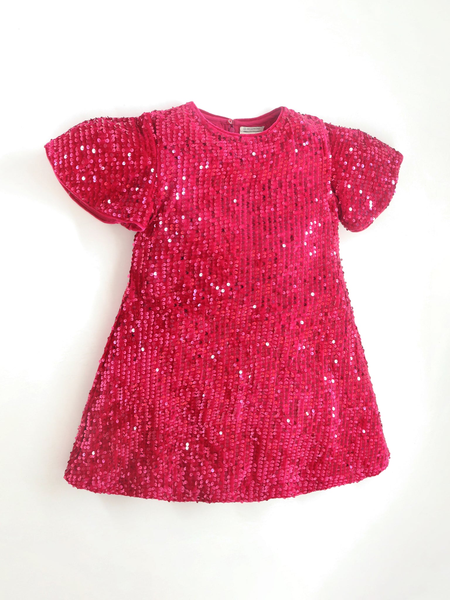 Party wear Grey Cotton Blend and Half Sleeves with Zipper Closure Fit & Flared Sequin Dress For Girls