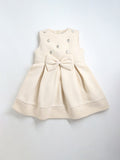Cream Color Fit & Flare Sleeveless Party Dress For Girls