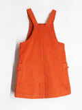 Cherry Crumble Orange Cotton Square neck Patch Pockets with side zipper A-line dungaree dress