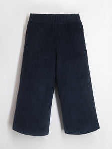 Smart Casual Navy Blue Cotton Elasticated Culottes Pant For Girls
