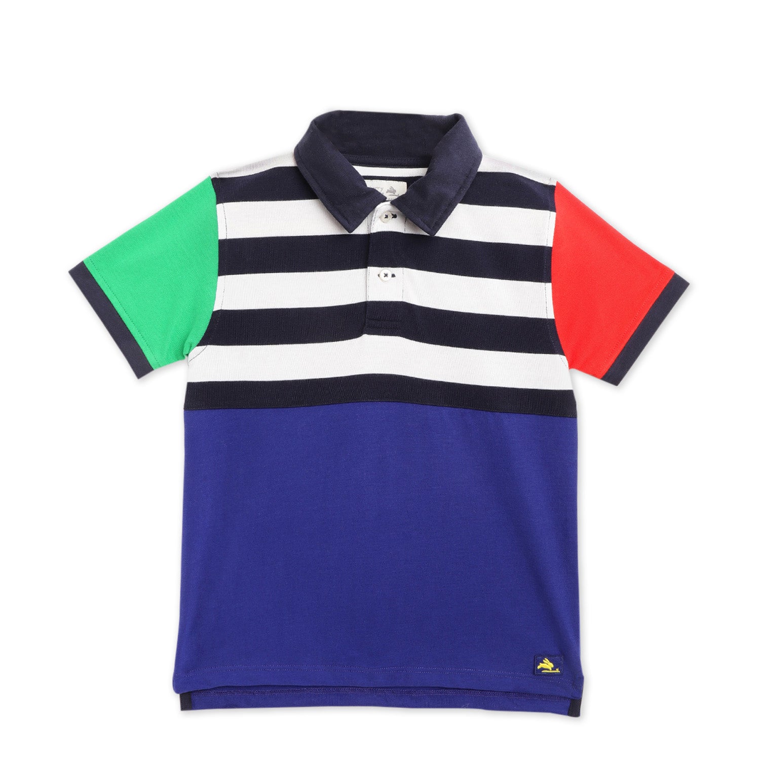 kids-clolorblock striped polo tshirt-ws-hpolo-6146ml