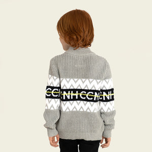 Embroidered Fair Isle High Neck Sweater