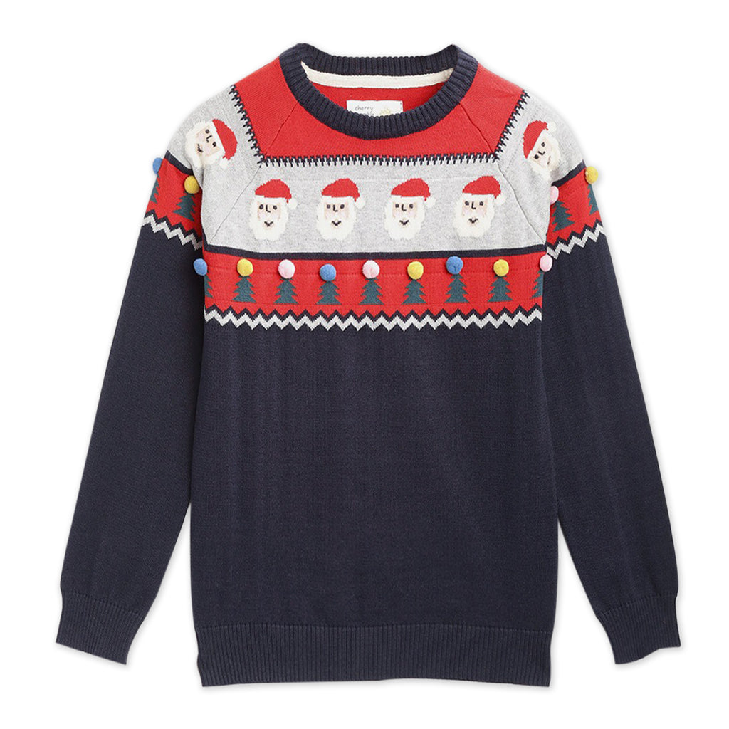 Cherry-Crumble-Kids-Full-Sleeve-Regular-Sleeve-Round-Neck-Aztec-Intersia-Pullover-Sweater