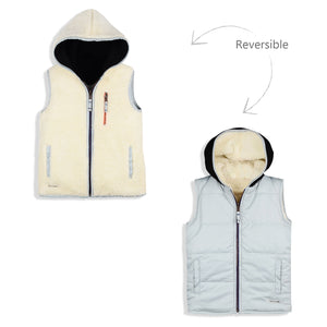 Sleeveless Hooded Regular Fit Reversible Jacket for kids