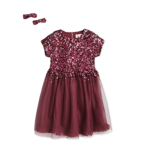 Rouge-Sequins-Dress-With-Bow-And-Clip
