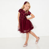 Rouge Sequins Dress With Bow And Clip