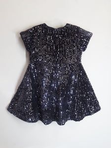 Cherry Crumble Grey Cotton Blend and Half Sleeves with Zipper Closure Fit & Flared Partywear Sequin Dress For Girls