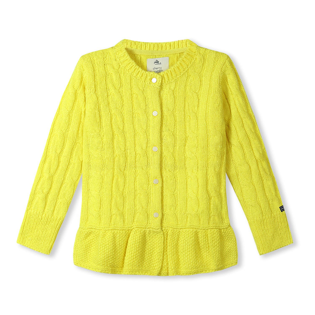 Soft Cable Knit Peplum Cardigan for Girls
