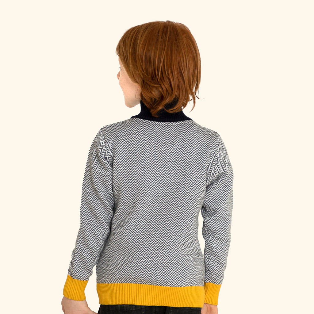 Half Zip Self Knitted Sweater
