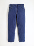 Unisex Easy Fit Washed Dark Blue Denim Jeans