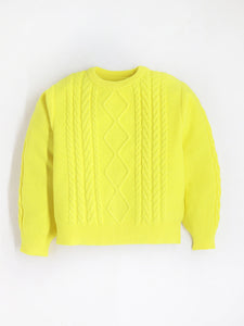 Cherry Crumble Warm Yellow Soft Puff Sleeve Solid Sweater