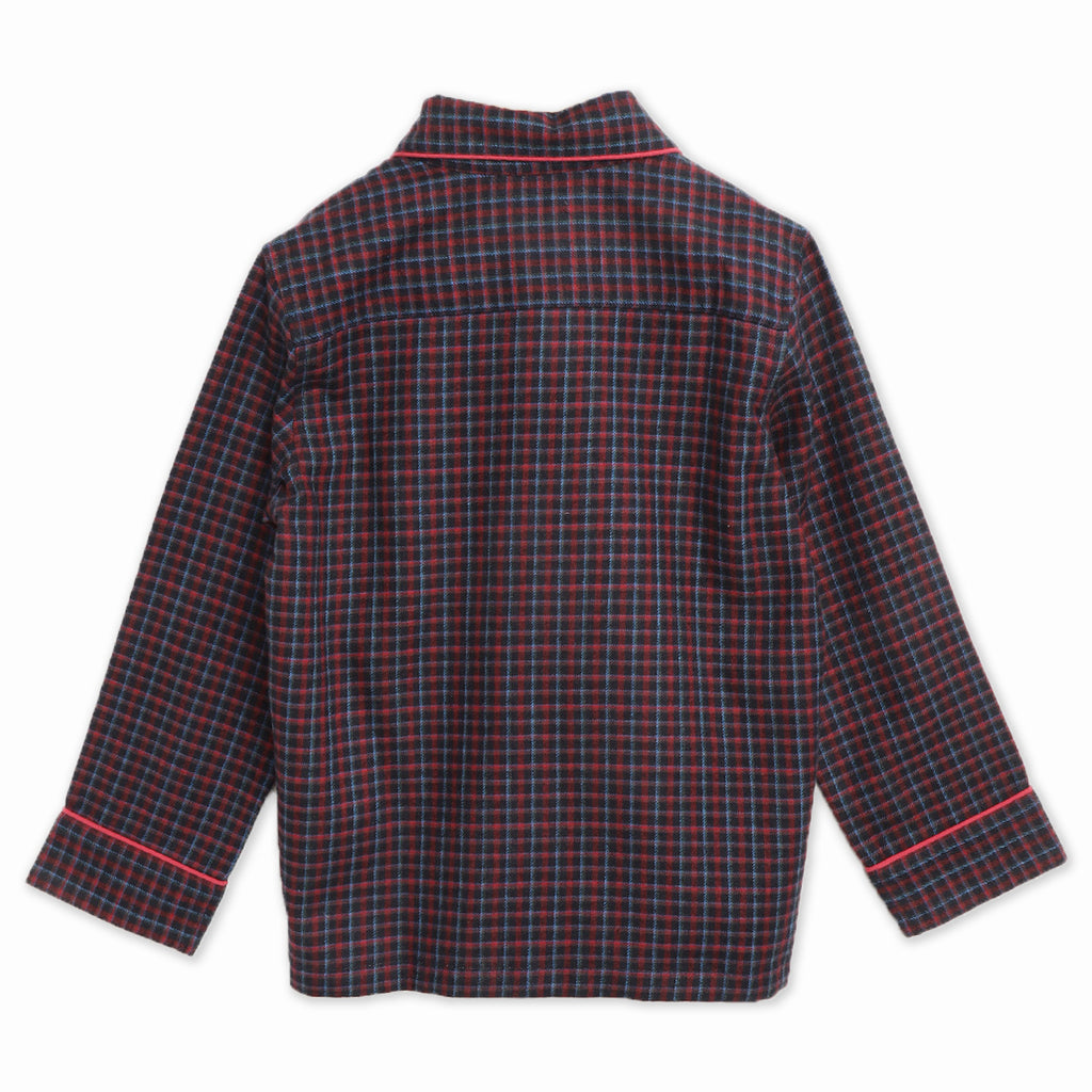 Cherry-Crumble-Kids-Unisex-Long-Regular-Sleeves-Collared-Full-Length-Checkered-Shirt-Pyjama-Nightsuit