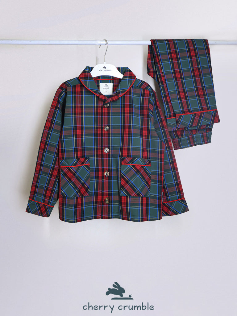 Unisex Multicolor Checked Cuff Sleeve Nightsuit