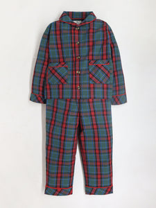 Unisex Multicolor Checked Cuff Sleeve Nightsuit