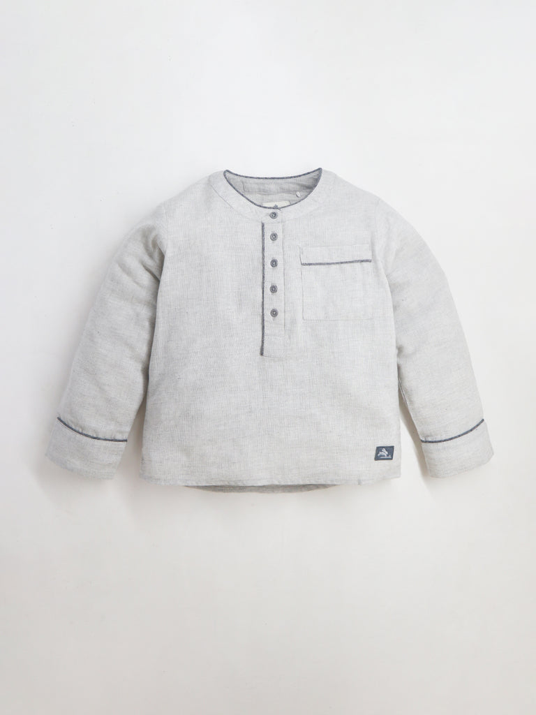 Cherry Crumble Cotton Grey Round neck with Full Sleeves Pyjama Set Night suit For Kids & Boys