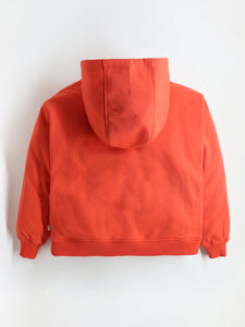 Unisex Kids' Orange Hooded Full-Sleeve Sweatshirt