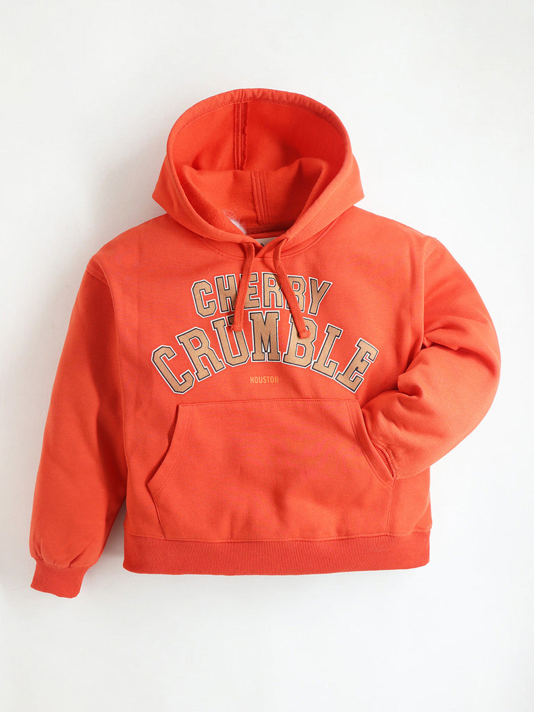 Orange Unisex Knitted Easy Fit Hooded Pullover