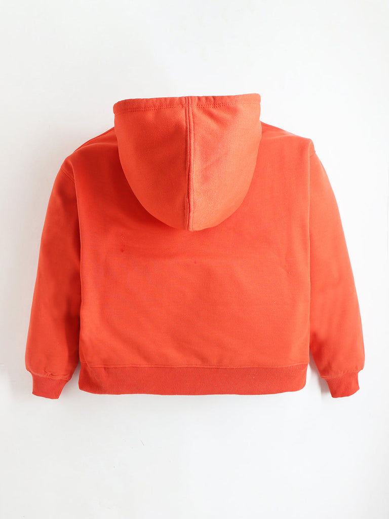 Orange Unisex Knitted Easy Fit Hooded Pullover