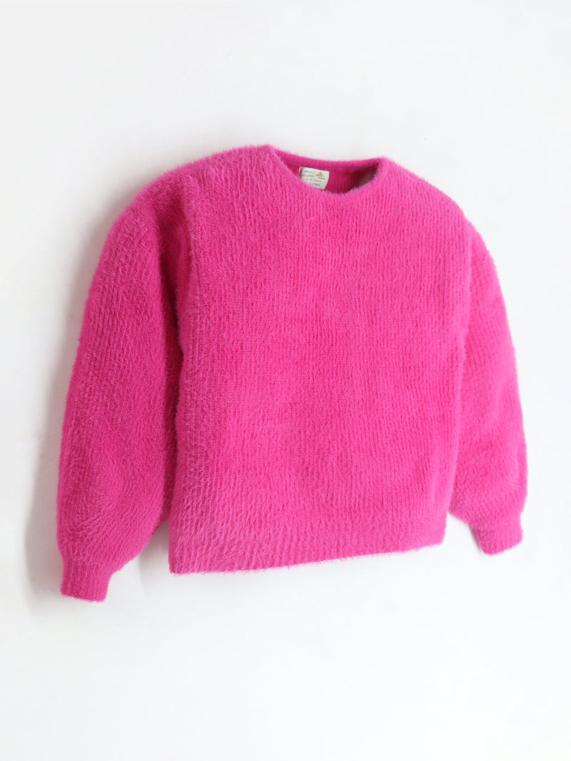 Cheeky Bow Hot Pink Fuzzy Sweater